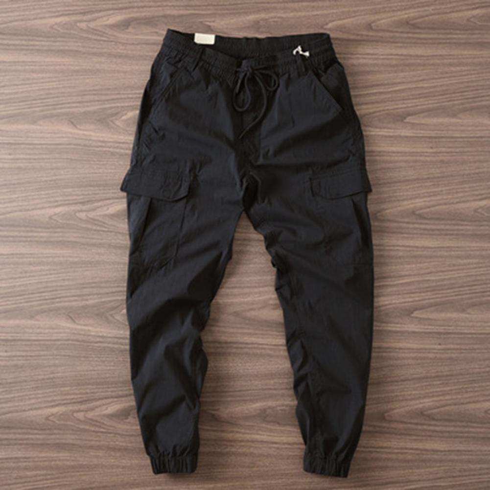 Summer Trousers Wear-resistant Summer Cargo Pants Breathable Multi Pockets Elastic Waist Summer Cargo Pants Mid Waist