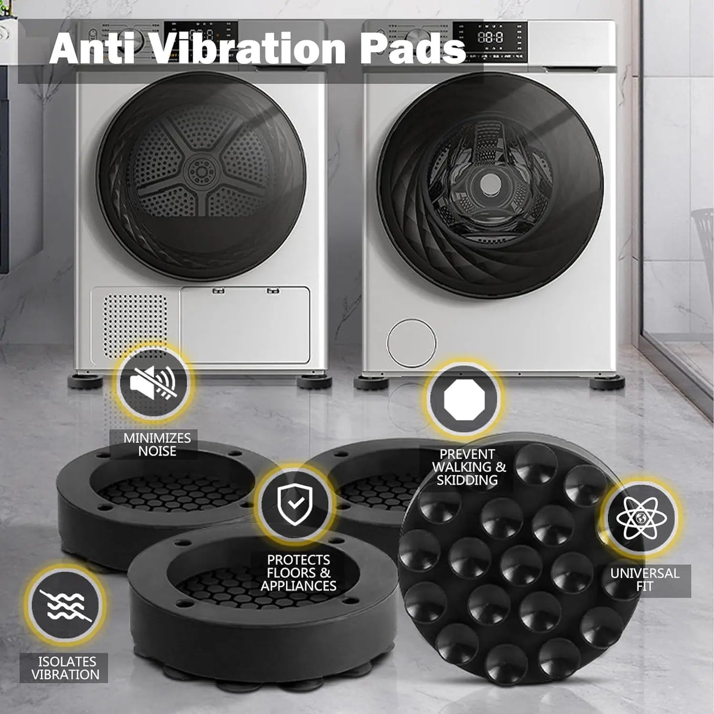 Anti Vibration Feet Pads For Washing Machine Mat Slipstop Silent Universal Slip Shock-absorbing Foot Washing Machine Protects