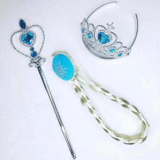 Elsa Baby Accessories Crown Magic Wand Gloves Hair Accessories Halloween Carnival Party Costume Cosplay Accessories
