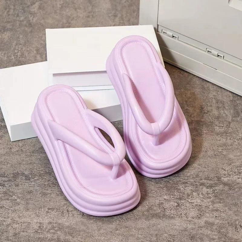 Thick Bottom Flip-flops Summer Fashion Women Slippers Soft Bottom Increase Anti-slip Anti-odor Beach Slippers Zapatos De Mujer