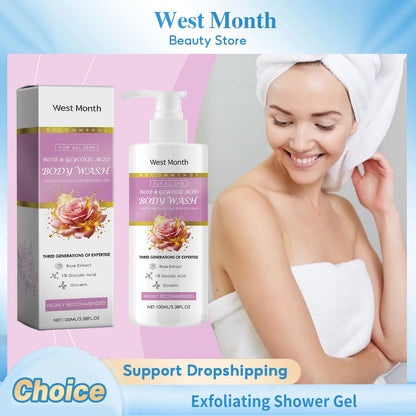 Exfoliating Shower Gel Deep Cleansing Remove Old Dead Skin Brighten Skin Tone Moisturizing Smoothing Refresh Whitening Body Wash