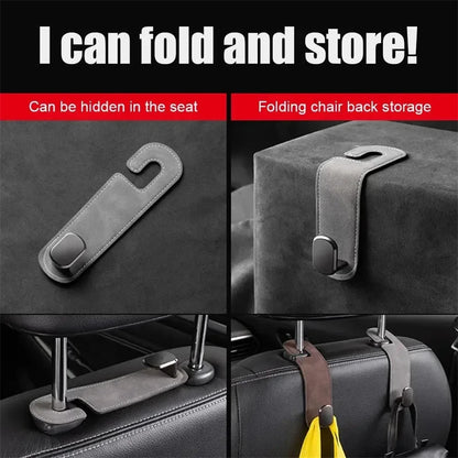 1Pcs Universal Car Suede Alloy Seat Hook Stowing Rear Seat Headrest Hook Storage Hanger Hanging Hooks Car Interior Accessories