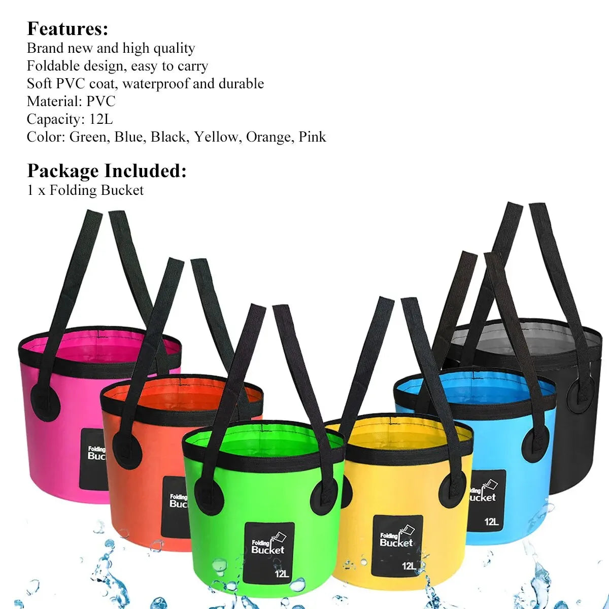 12L Folding Bucket Portable Outdoor Travel Foldable Water Bucket Bowl Sink Washing Bag Car Wash Bucket Multifunction for Camping