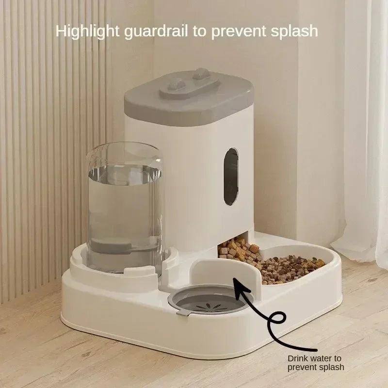 Automatic Pet Feeder and Water Dispenser 2in1 Raised Food Bowl with Water Fountain for Cat Dog Large Capacity Pet Accessories