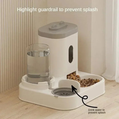 Automatic Pet Feeder and Water Dispenser 2in1 Raised Food Bowl with Water Fountain for Cat Dog Large Capacity Pet Accessories