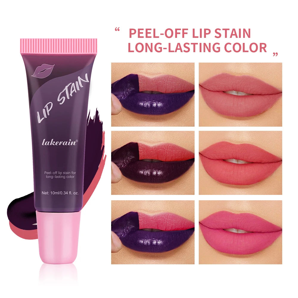3 Colors Lip Stain Gloss Tattoo Magic Color Peel Off Mask Tint Long Lasting Waterproof Lip Gloss
