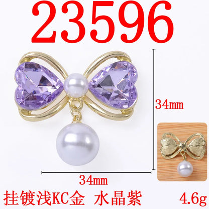 10pcs Sweet hair accessories hair rope alloy diy accessories hollow heart bow pearl pendant jewelry accessories