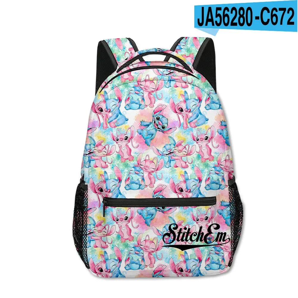 Stitch Primary School Student Anime Backpack Cartoon Large Capacity School Bag Printing Anime Kawaii Cartoon School Bag Mochila