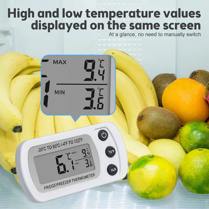 Fridge Thermometer with Hook Anti-Humidity Refrigerator Freezer Electric Digital Thermometer Temperature Monitor LCD Displays