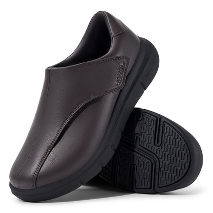 FitVille Men's Leather Shoes Diabetic Shoes Casual Oxford Shoes Adjustable Lightweight Formal Business Shoes for Swollen Feet