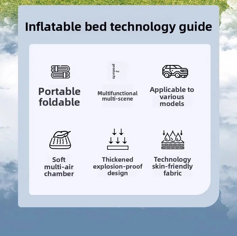 Airbed Household Outdoor Single Double Air Bed Thickened Folding Inflatable Convenient Mattress Sleep Rest for Car SUV Travel