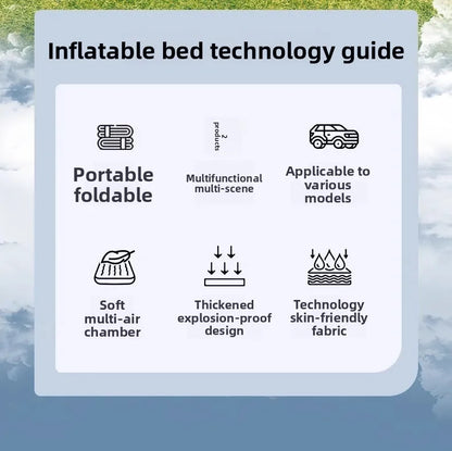 Airbed Household Outdoor Single Double Air Bed Thickened Folding Inflatable Convenient Mattress Sleep Rest for Car SUV Travel