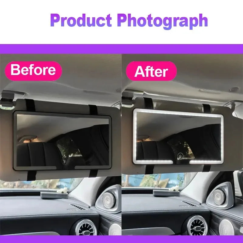 Car sun visor makeup mirror LED touch screen adjustable brightness car interior makeup mirror