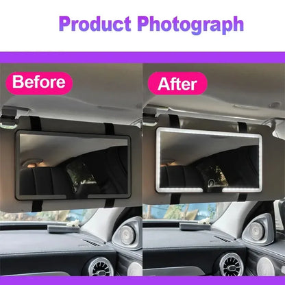 Car sun visor makeup mirror LED touch screen adjustable brightness car interior makeup mirror