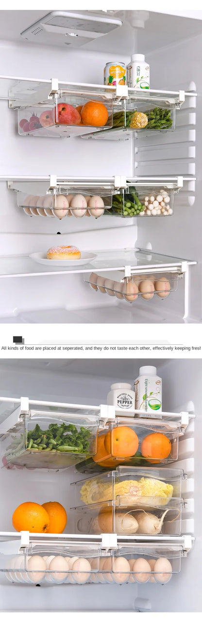 Fridge Organizer Fruit Egg Refrigerator Storage Rack Under-shelf Refrigerator Drawer Box Fresh keeping Kitchen Organizer