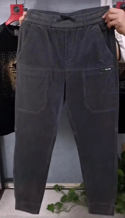 Autumn Winter Casual Pants Elastic Wais Men Corduroy Trousers Six Pockets Joggers Baggy Slim Mens Trousers Designer Sweatpants