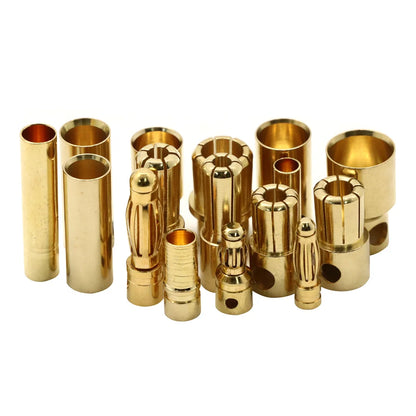 20pcs/lot 2.0mm 3.0mm 3.5mm 4.0mm 5.5mm 6.0mm 8.0MM Gold Bullet Banana Connector plug for ESC Lipo RC battery Plugs (10 pair)