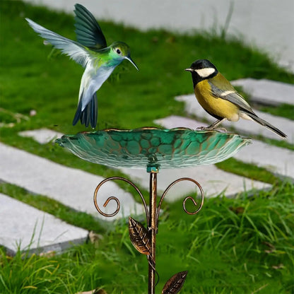 Birdbaths for Outdoors Garden Birdfeeder Standing Metal Bird Feeder Bowl Height Adjustable Winterproof Decorations for Yard
