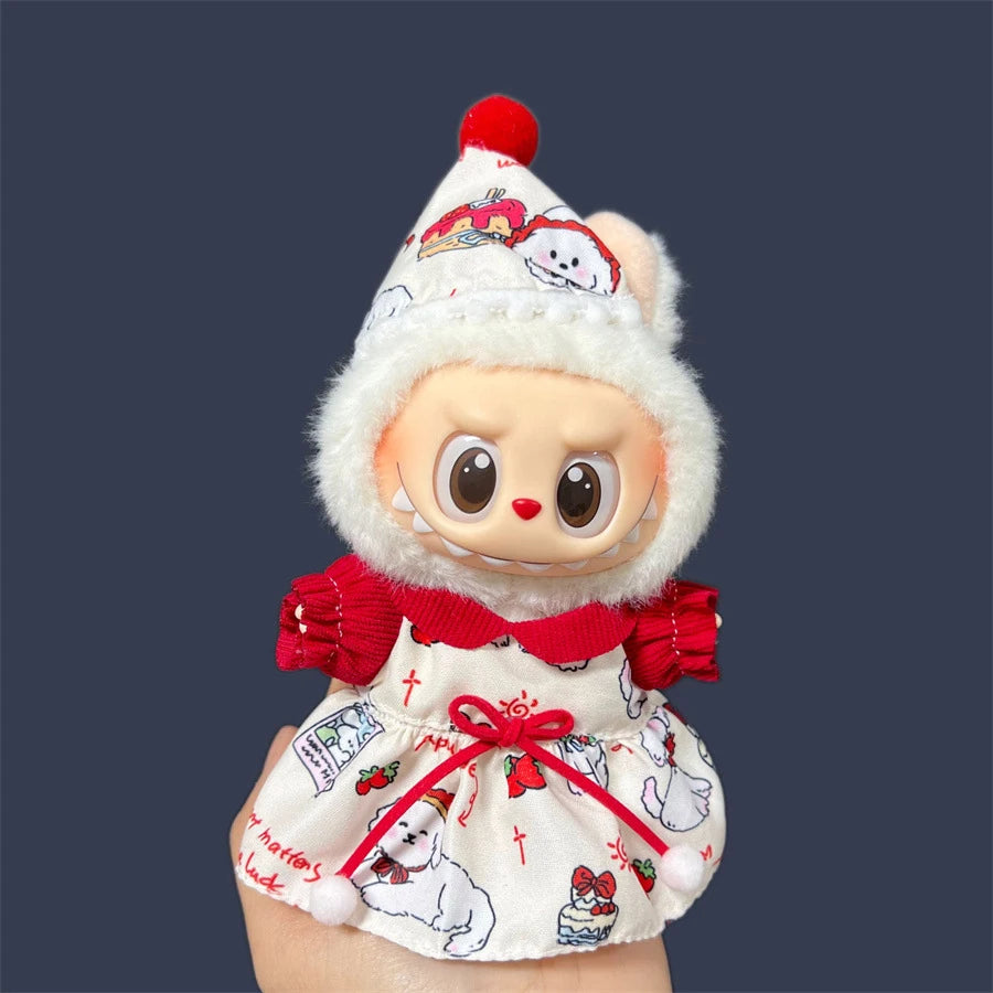 Labubu Clothes Cute Outfit Shirt Set Labubu Designer British Style Clothes Accessories Toy DIY Gifts for 15-17cm Doll