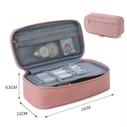 Pencil Case Black School Supplies Pencil Case Girls Estuche Escolar Solid Color Large Capacity Cute Stationery Pencil Pouch