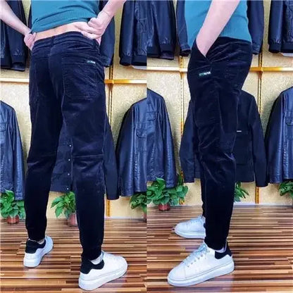 Autumn Winter Casual Pants Elastic Wais Men Corduroy Trousers Six Pockets Joggers Baggy Slim Mens Trousers Designer Sweatpants