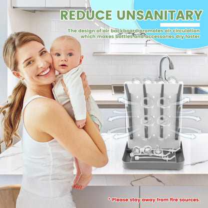 Bottle Dry Rack Baby Bottle Drain Drying Racks PP Baby Bottle Cleaning Dryer Drainer Storage Drying Rack with Bottom Drip Tray