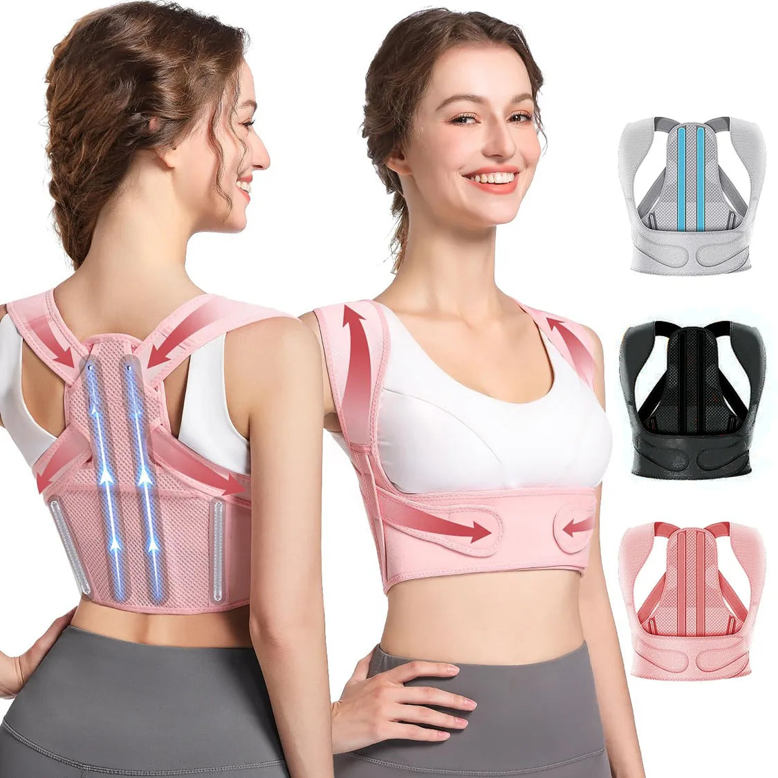 Posture Correct for Women: Shoulder Straightener Adjustable Full Back Support Upper&Lower Back Relief Pain，Sport Back Brace