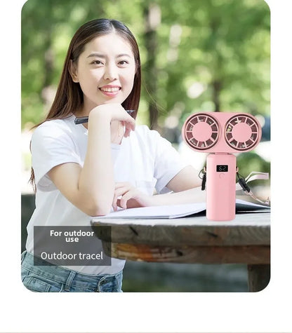 New Handheld USB Small Fan Double-headed Handheld Fan with Long Battery Life Mini Rechargeable Portable Electric Fan.