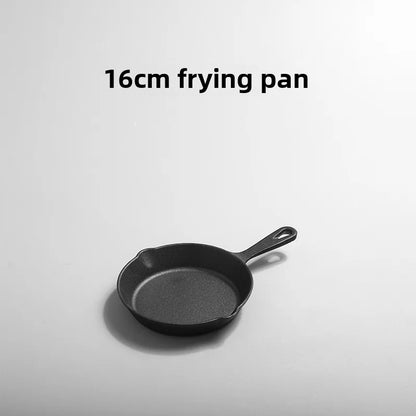 Cast Iron Pan Uncoated Frying Pan Small Frying Egg Pan Household Pan Kitchenware Set Oil Splashing Pan Cast Iron Cookware Frying