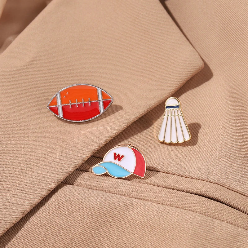 Sports Balls Enamel Pins Boy Students Football Soccer Beach Ball Athletics Brooch Pins Jackets Skirt Badge Jewelry Friends Gifts