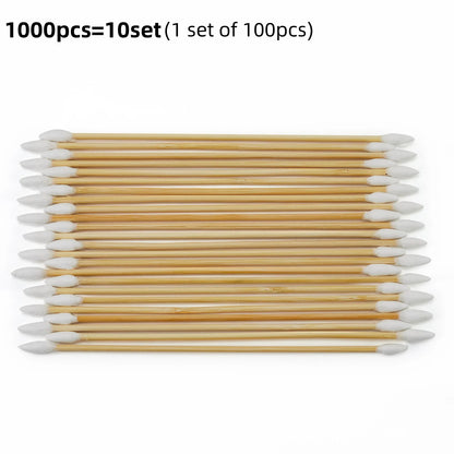 100/300PCS 6 Inch Precision Tips Cotton Swabs - Long Wooden Stick Cotton Buds Pointed Cotton Swabs With Case - Cotton