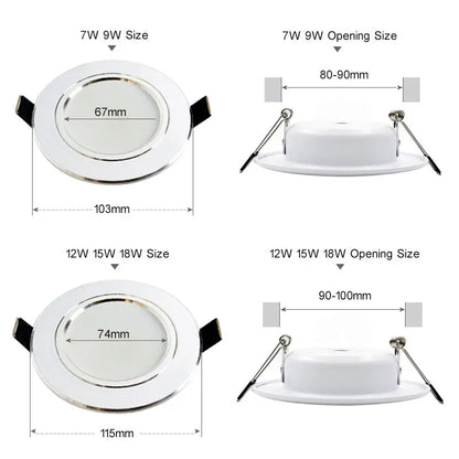 Led Downlight 3W 5W 7W 9W 12W 15W 18W AC 220V 230V 110V  Ceiling Bathroom Lamps Living Room Light Home Indoor Lighting