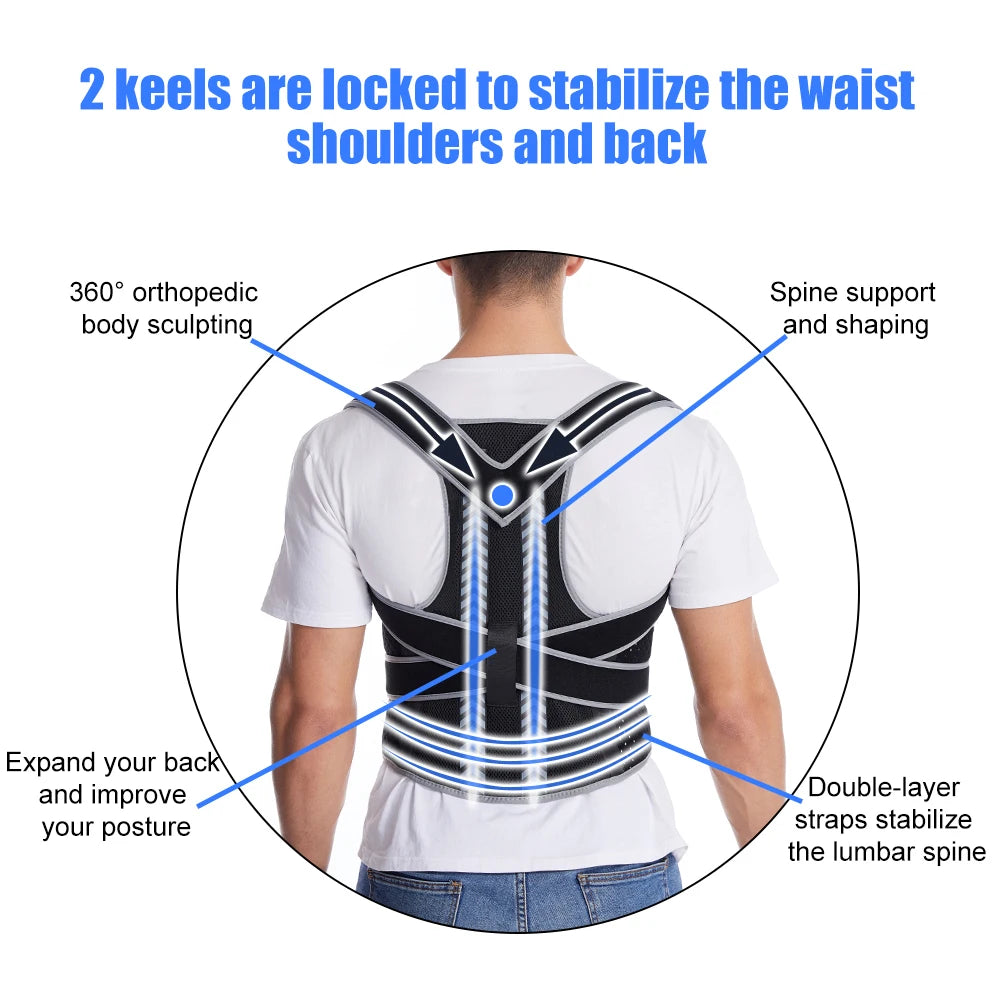 TIKE Back Brace Posture Corrector for Unisex Upper & Lower Back Pain Relief Adjustable & Fully Back Support Improve Back Posture