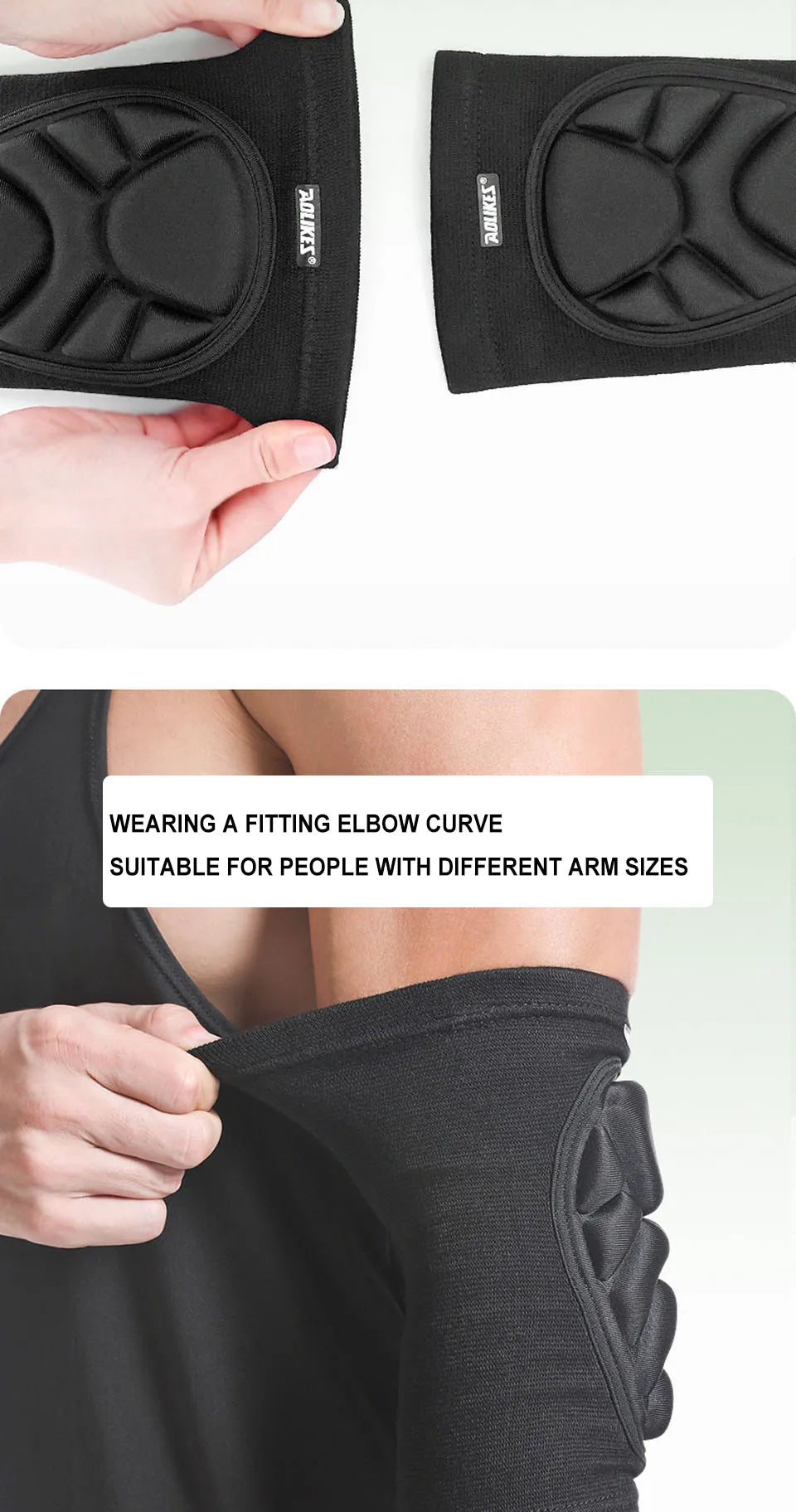 AOLIKES 1Pair Knee Elbow Pads, Thick Sponge Collisioned Kneepads for Work, Basketball Wrestling Football Volleyball Cycling