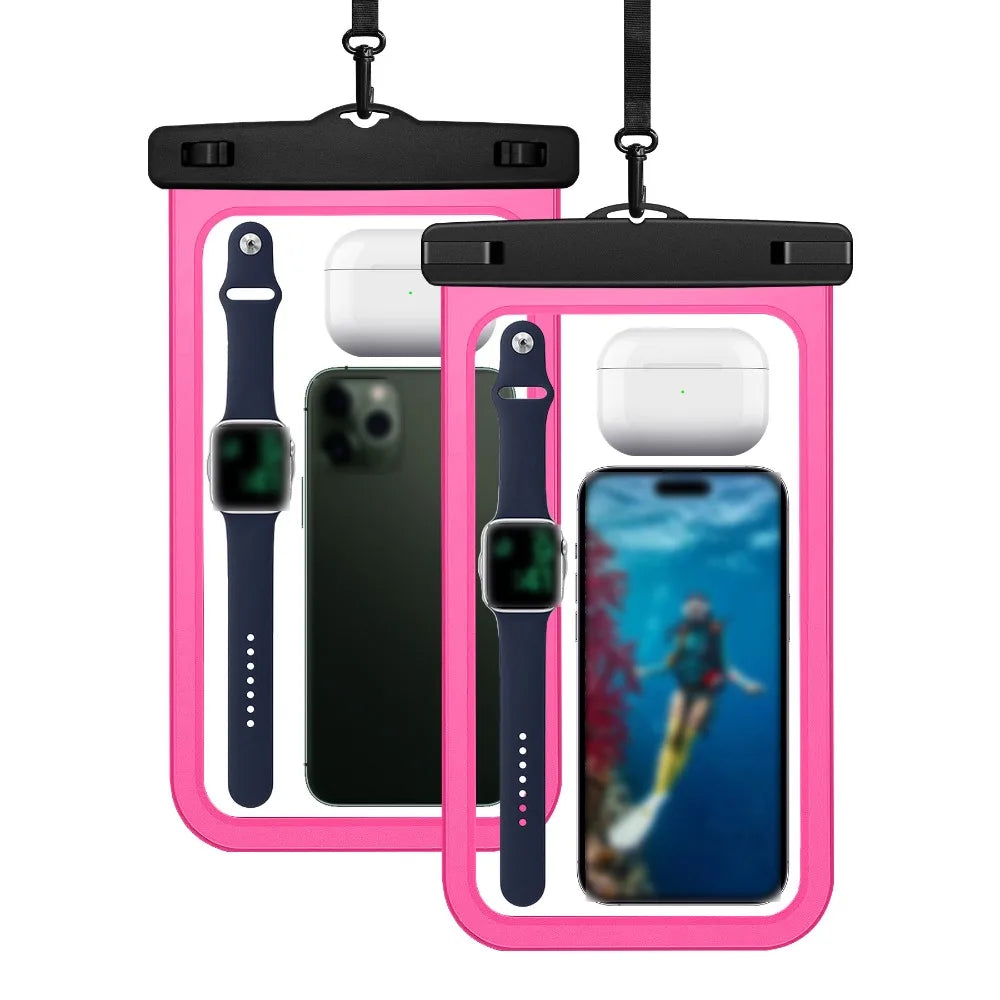 Waterproof Mobile Phone Bag Touchable Screen Large Capacity Phone Protector Pouch with Neck Lanyard Transparent
