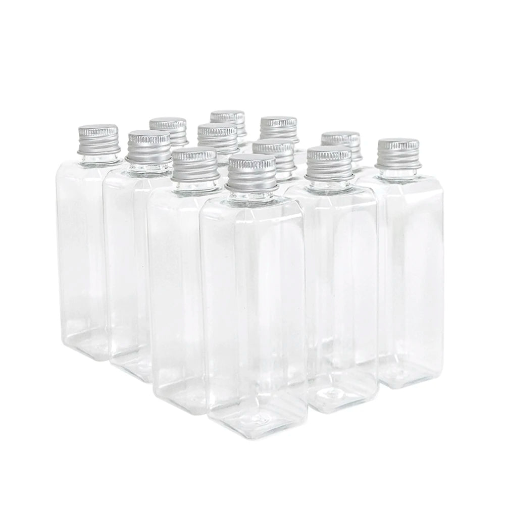 100ml Rectangle Bottles Travel Kit Refillable PET Plastic Square Portable Jar With Aluminium Screw Cap Leakage Proof Healthy