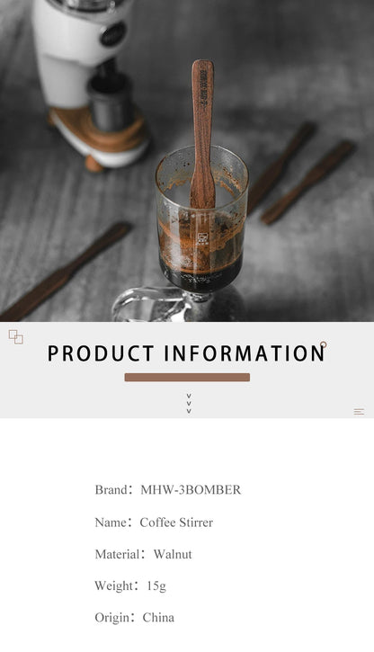 MHW-3BOMBER Durable Walnut Stirrers Vintage Solid Wood Textured Coffee Stirrers Exquisite Home Barista Kitchen Accessories