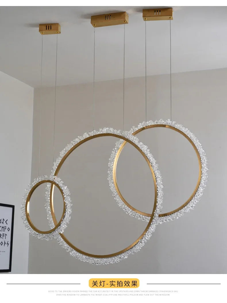 HYN Decorative Chandelier Postmodern Brass Front Desk Circular Art Reception Room Exhibition Hall Crystal Lamp