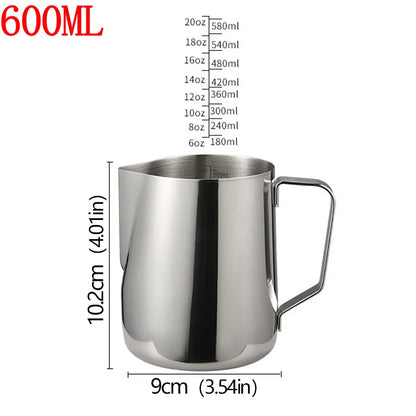Stainless Steel Milk Frother Jug Coffee Milk Frothing Jug Latte Pitcher Measurement Jug Espresso Barista Tool Coffee Accessories