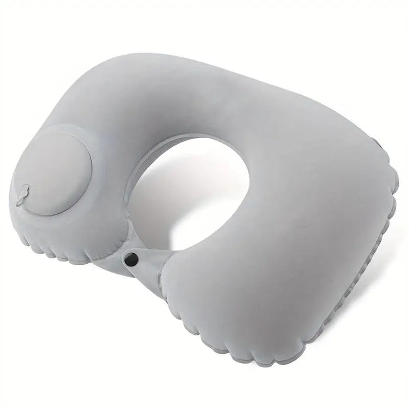 Travel Press Inflatable U-shaped Pillow Inflatable Pillow Neck Protection Pillow Car Neck Pillow Flocking PVC Airplane Pillow