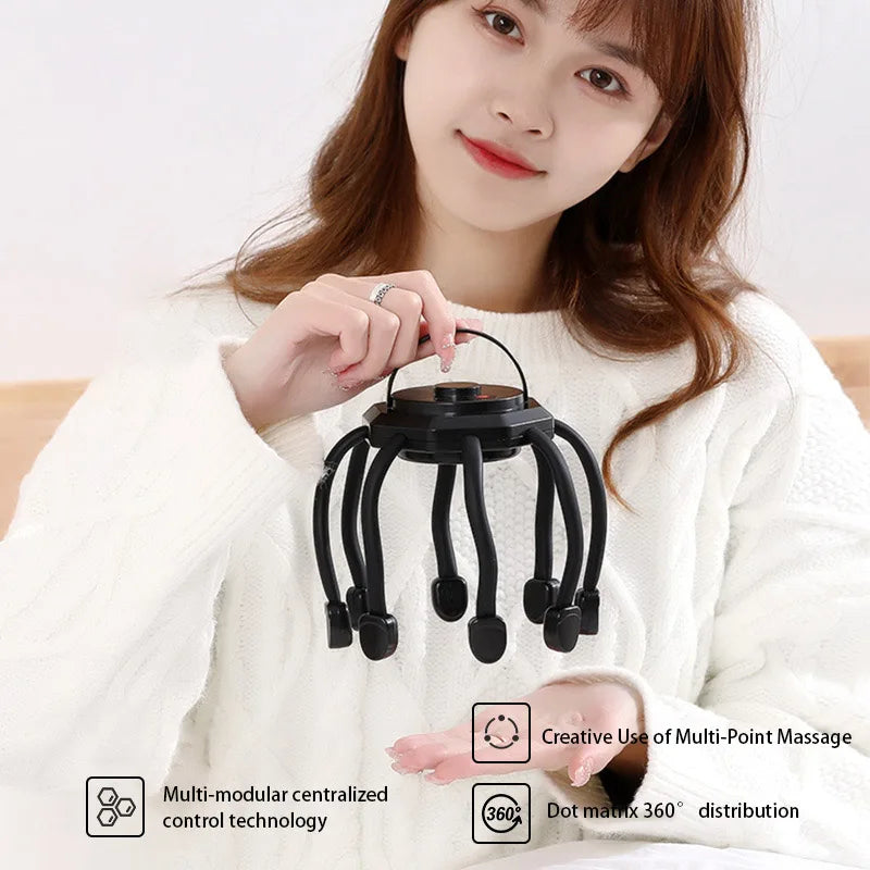 Electric Scalp Massager Cordless Portable Head Massager Headache Deep Relaxation Stress Relief Meridian Massage Claw Tools