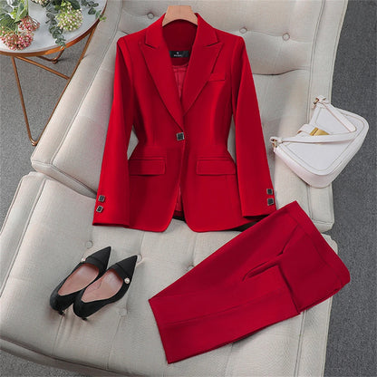 Tailor Made Women Suits Office Ladies Female Business Work Wear 2 Pieces Set Formal Blazer Suits (Jacket+Pants)