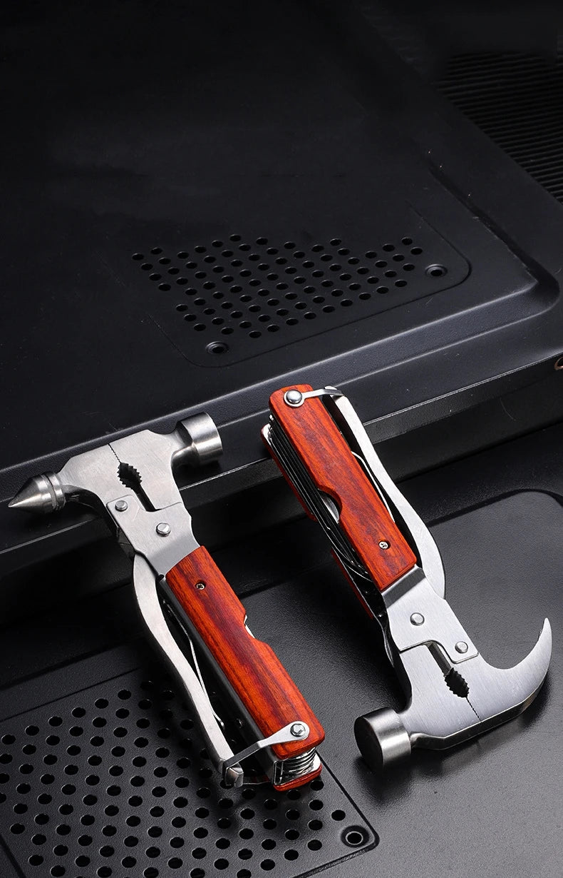 Camping Gear Multitool,Survival Gear for Outdoor Hunting Hiking, Emergency Escape Tool with Axe,Hammer,Plier,Knife,Bottle Opener