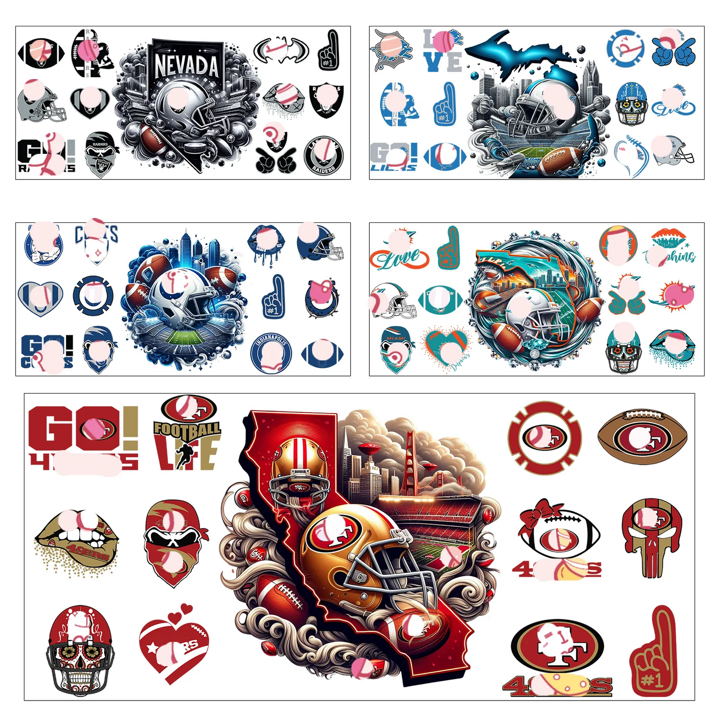 Sports Team Cup Wraps DIY Waterproof Easy To Use Custom Decals UV DTF Transfer Sticker For 16oz Libbey Glasses