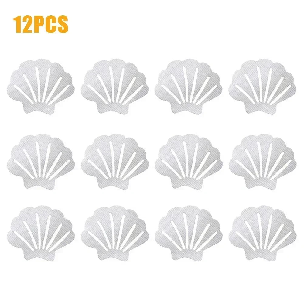 12pcs Shell Shape Anti Slip Stickers Anti Slip Bath Grip Stickers Shower Strips Pad Waterproof Adhesive Floor Safety Tape
