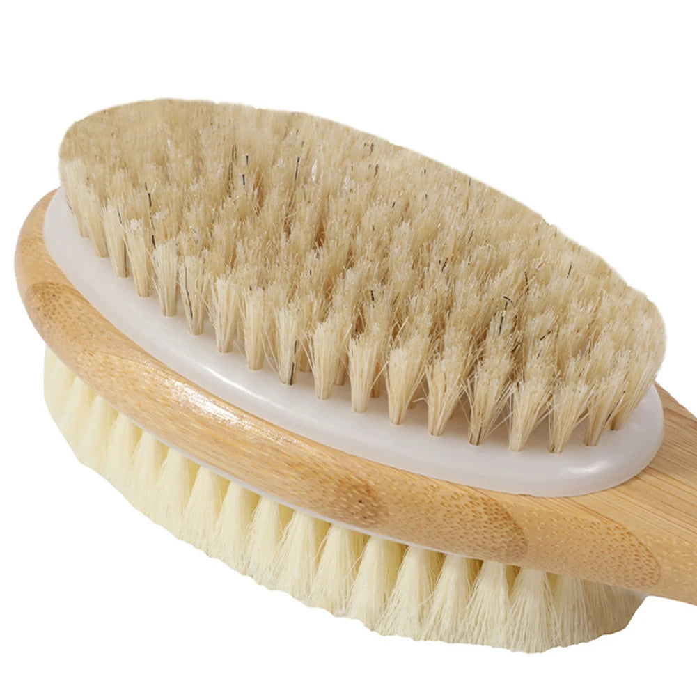 Double-sided Shower Bath Body Brush Skin Care Long Handle Soft Bristles Shower Brush Dry Skin Exfoliating Cleaning Tool