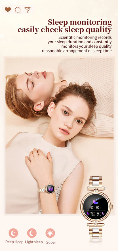 Ladies Smart Watch AK62 Women Bluetooth Call Custom Dial Steel Wristwatch Smartband Fitness Sports Tracker Smartwatches