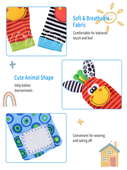 1PairBaby Toys 0-6-12 Months Cute Stuffed Animals Baby Rattle Socks Wrist Baby Rattles Newborn Toys Make Sounds Games For Babies