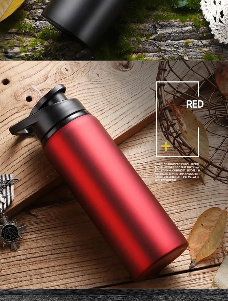 Portable Water Bottle Outdoor Sports Travel Cup Metal Drinking Bottle for Cycling Hiking Gym Leakproof Reusable Water Container