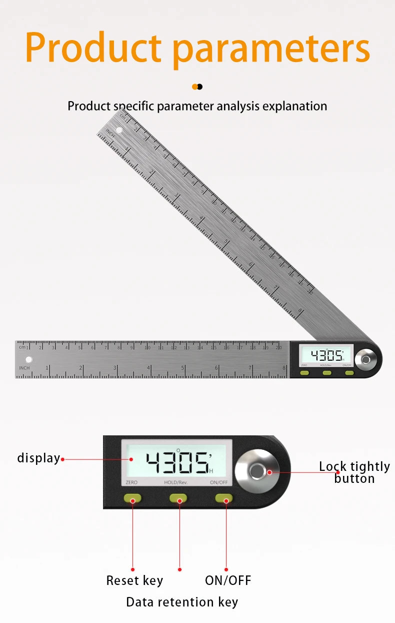 Multi functional digital angle ruler-High precision universal level and multi-purpose electronic measuring ruler